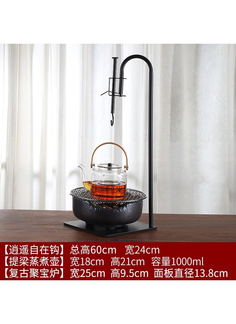 Household tea cooker free hook vintage old rock mud electric ceramic stove tea art hook kung fu tea set accessories vertical hook - Image 5
