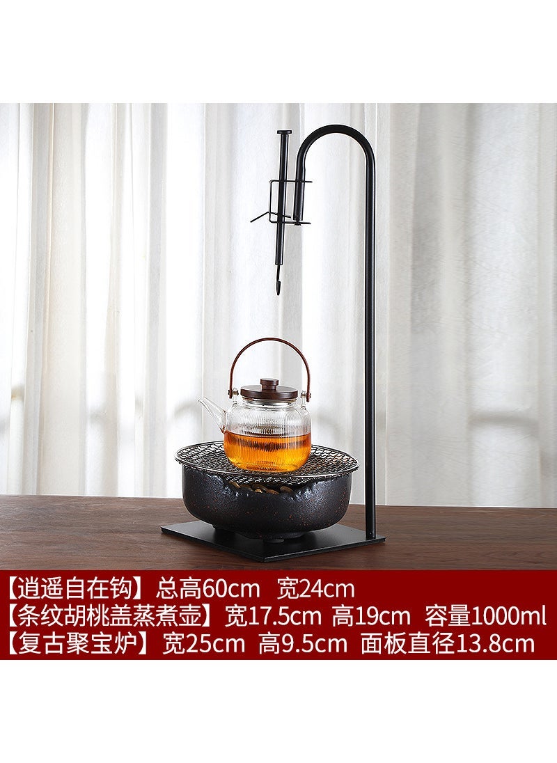 Household tea cooker free hook vintage old rock mud electric ceramic stove tea art hook kung fu tea set accessories vertical hook - Image 2