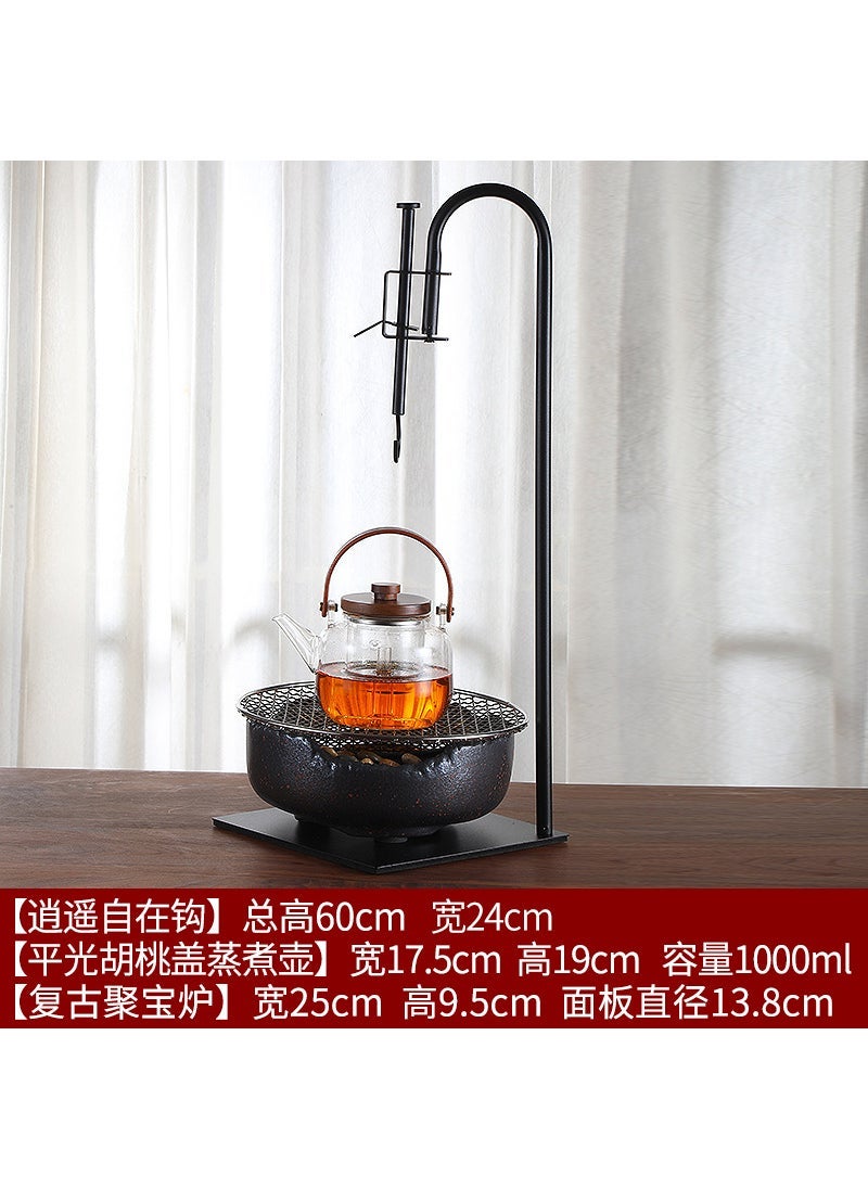 Household tea cooker free hook vintage old rock mud electric ceramic stove tea art hook kung fu tea set accessories vertical hook - Image 3