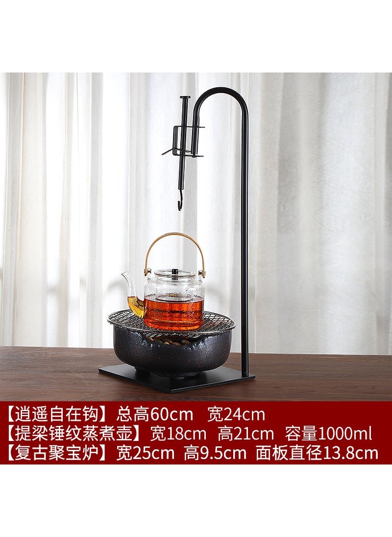 Household tea cooker free hook vintage old rock mud electric ceramic stove tea art hook kung fu tea set accessories vertical hook - Image 4