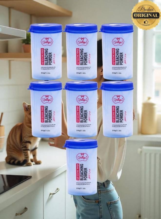 JELLY 7 Pieces Hair Bleaching Powder Oil Enriched Dust Free Blonder For Beautiful Blonde Results 200g - Image 1