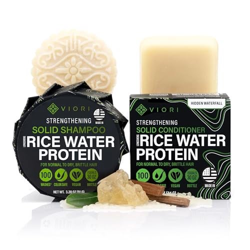 Viori Hidden Waterfall Shampoo and Conditioner Bar Set Made with Rice Water - Handcrafted Sulfate Free Shampoo and Conditioner - Image 1