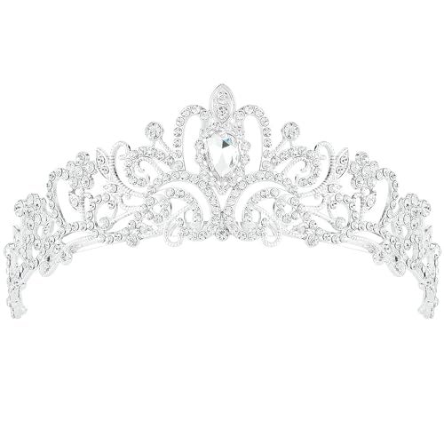 AOPRIE Silver Tiaras and Crowns for Women Girls Princess Crystal Crown with Combs Women's Headbands Bridal Wedding Prom Birthday Party Headbands for Women - Image 1
