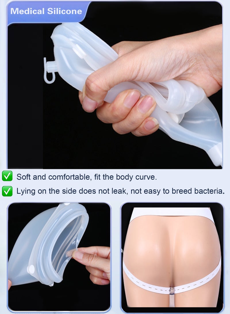 Cohoo Home Reusable Silicone Urine Collector for Bedridden Men Urine Collection Bag - Wearable Urinary Drainage Bag System with 2 Washable Bags (Blue) - Image 2