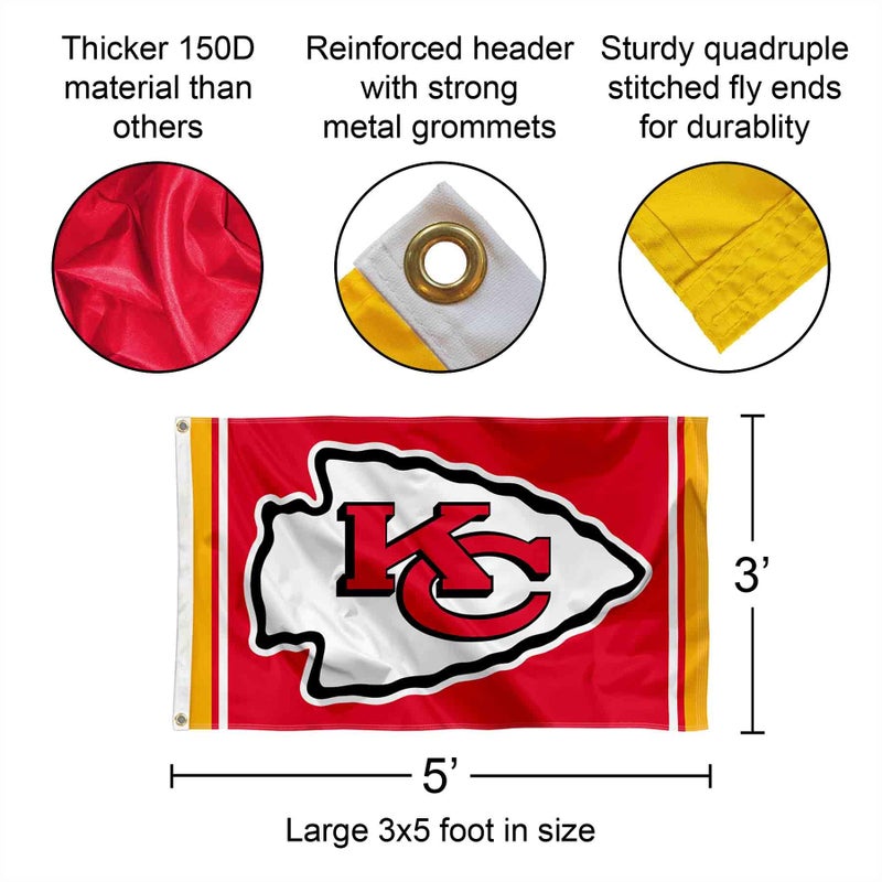 WinCraft WinCraft Kansas City Chiefs KC Large 3x5 Flag  - Image 2