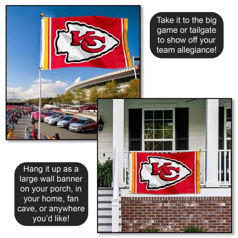 WinCraft WinCraft Kansas City Chiefs KC Large 3x5 Flag  - Image 4