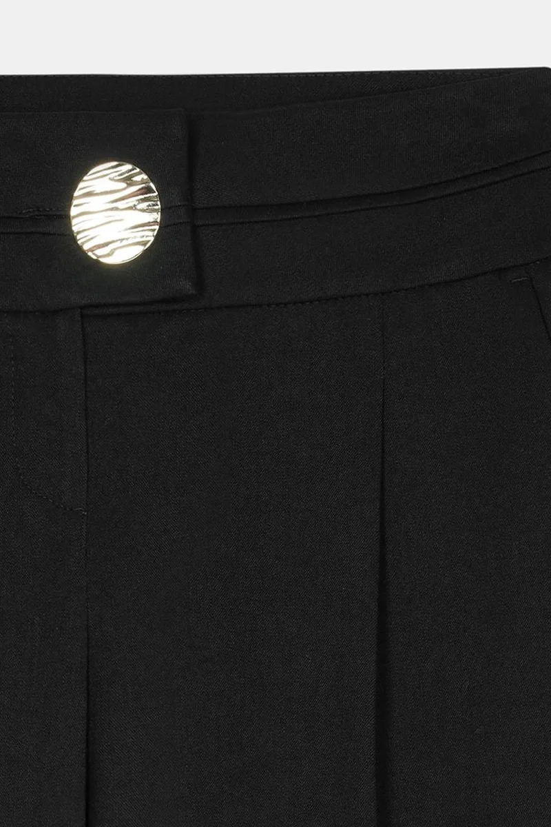 Dilvin Black DILVIN High-Waist Wide-Leg Crepe Trousers for Women | Best Price UAE