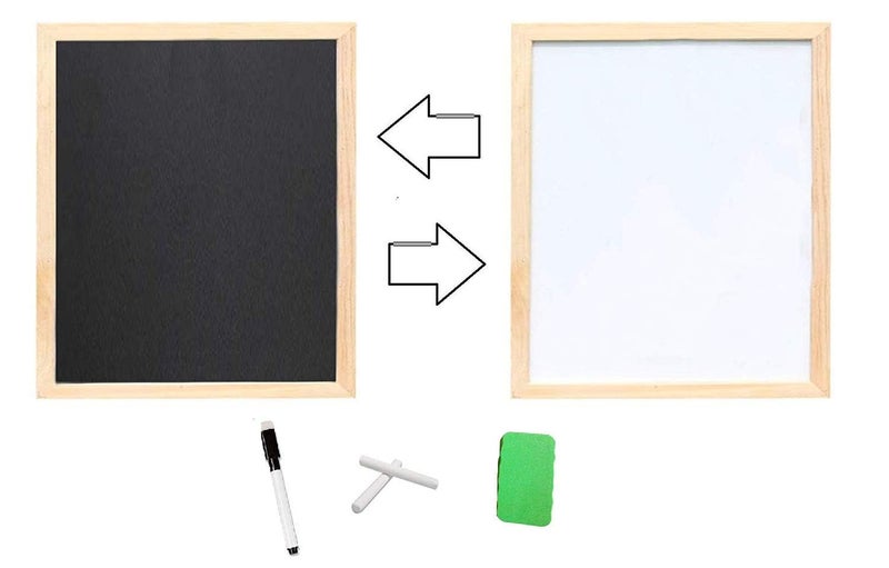 Parssufy Wooden 2 in 1 White Board & Black Board for Kids | Educational Drawing Board for Kids | Whiteboard with Duster & Marker & Chalks for Home School Office - Image 3