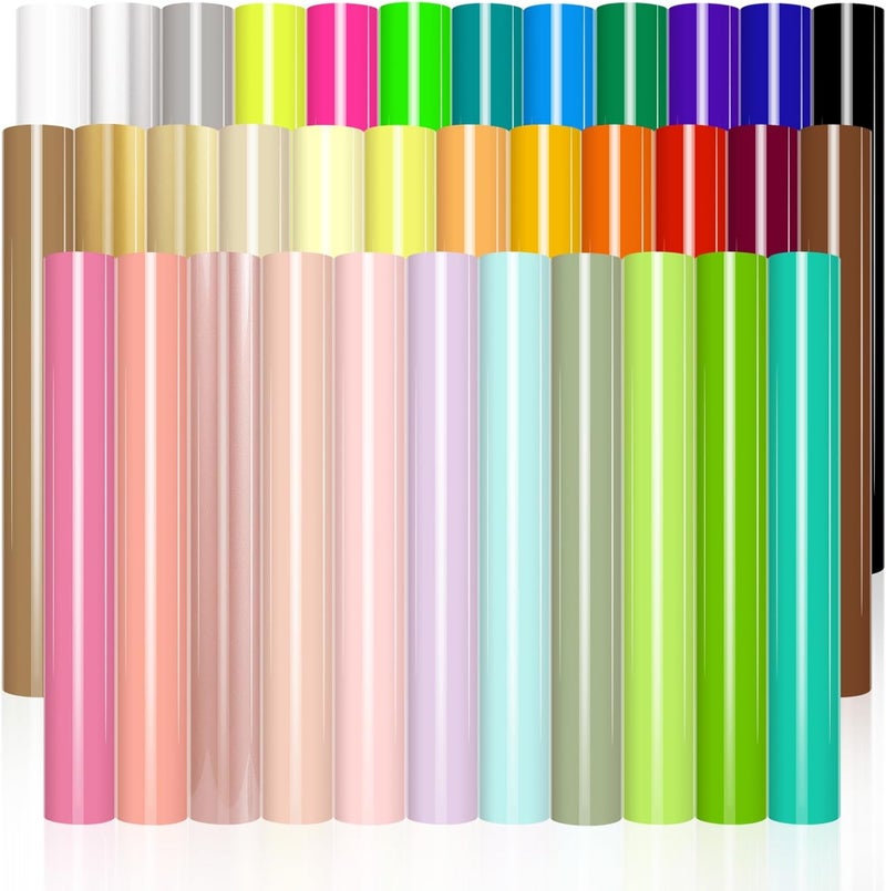 VINYL FROG Heat Transfer Vinyl Bundle 35 Colors HTV Vinyl Sheets 12" x 10" Iron on Vinyl Multicolor Heat Press Vinyl for DIY T-Shirts Fabrics - Image 1