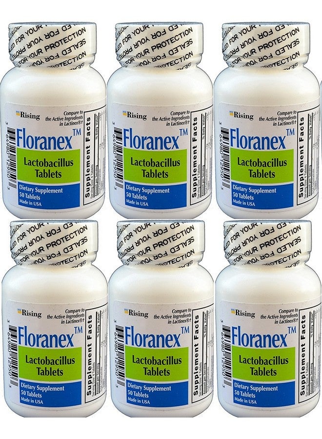 Rising Floranex Probiotic for Colon Health Generic for Lactinex 50 Tablets per Bottle Pack of 6 Total 300 Tablets - Image 1