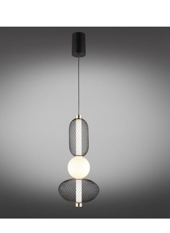 Generic - LED ceiling hanging chandelier with three lights, modern black and white frame, size 48 cm - Image 1