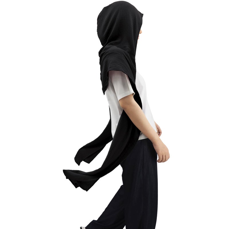 CosInStyle Women Men Fashion Shawl Scarf Cape | Multifunctional Hooded Cowl | Medieval Linen Cotton Cowl Hood |Vintage Goth Costume Accessory (Black) - Image 2