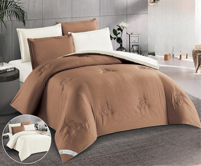 This 6-piece microfiber double bed set adds warm softness and luxurious details to your bedroom