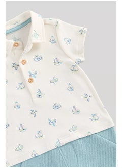 mothercare Mock Shirt and Shorts Romper  - Image 3