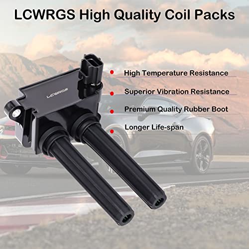 LCWRGS عبوة من 8 لفائف إشعال لمحرك 5.7 V8 HEMI لدودج رام 1500 2500 3500 شاحن دورانجو كرايسلر 300 جيب جراند شيروكي 2006 2007 2008 2009 2010 2011 2012 2013 2014 2015 استبدال لفائف# UF504 - Image 4