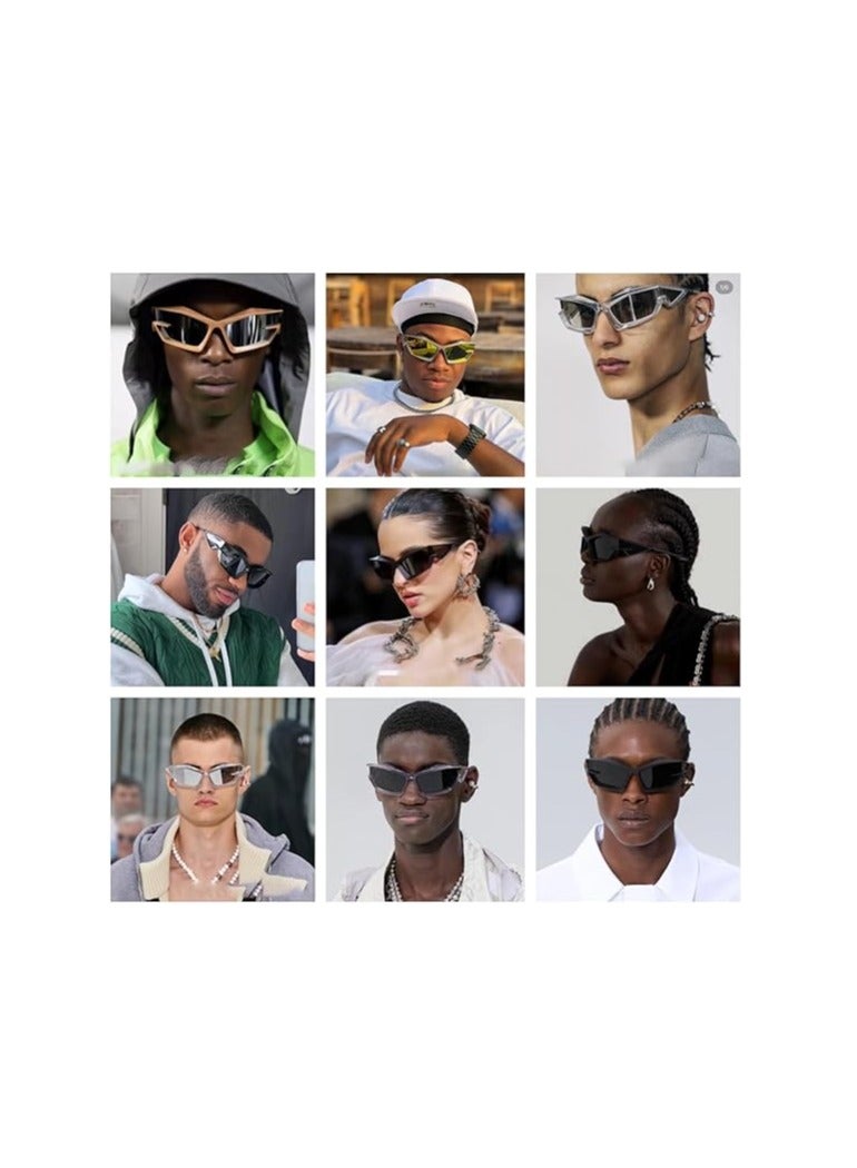 Excefore Trendy Wrap Around Fashion Sunglasses for Men Women, Cool Sport Y2K Sunglasses Future Style Glasses - Image 2