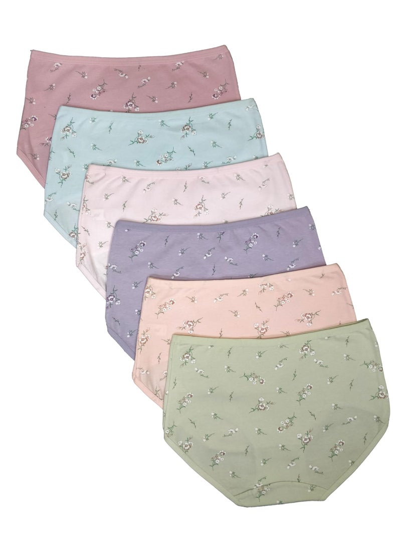 Love Bell Premium Cotton Four-way stretch Panties - MULTIPACK - Regular and Plus Sizes - Classic Briefs for Women (UAE/KSA, Alpha, 6XL, Regular, Regular, Blossom Flower - 6 Pcs Pack)  - Image 2