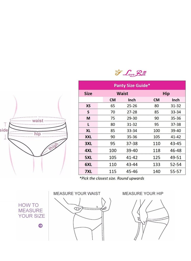 Love Bell Premium Cotton Four-way stretch Panties - MULTIPACK - Regular and Plus Sizes - Classic Briefs for Women (UAE/KSA, Alpha, 6XL, Regular, Regular, Blossom Flower - 6 Pcs Pack)  - Image 5