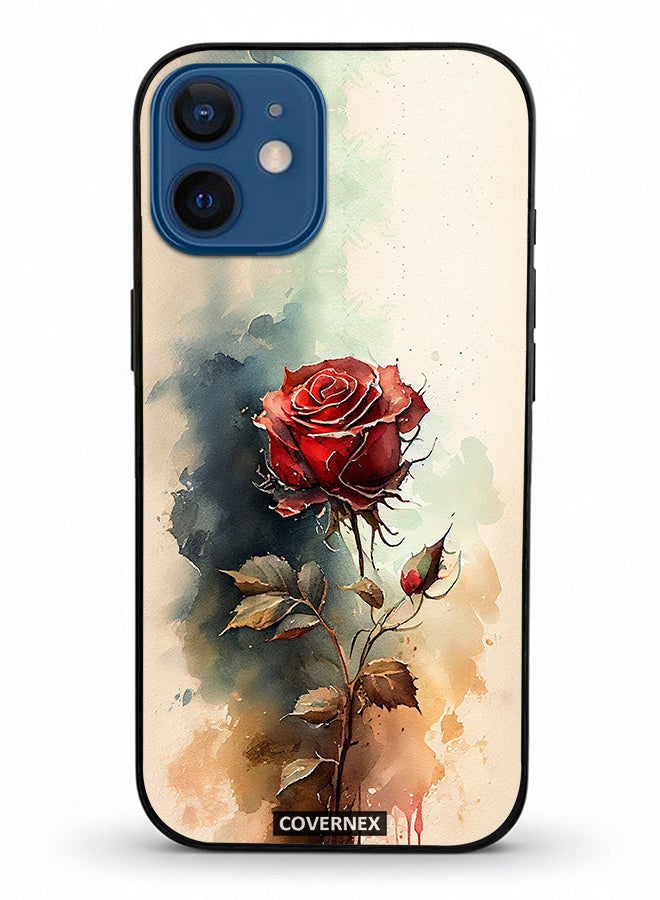 Covernex Apple iPhone 12 Mini Protective Case Cover Printed Featuring Ethereal Watercolor Rose - Image 2