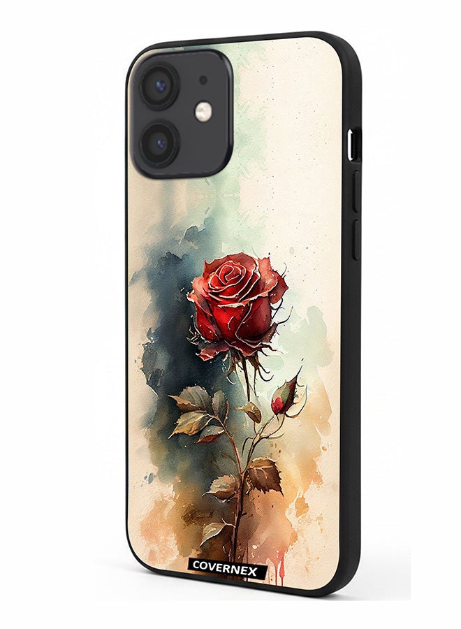 Covernex Apple iPhone 12 Mini Protective Case Cover Printed Featuring Ethereal Watercolor Rose - Image 1