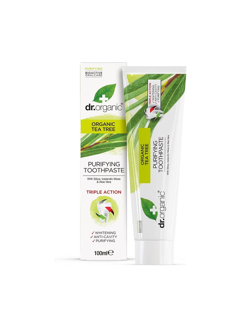 dr.organic Tea Tree Purifying Toothpaste, 100 Ml, Multicolour