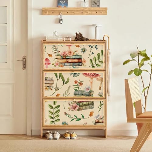 WY-BSO Adhesive Shelf Liner,Boho Floral Shelf Contact Paper for Cabinets,Vinyl Film Decorative Drawer Liners for Dresser Sticker (White Boho Floral, 17.3 inch x 118 inch) - Image 4