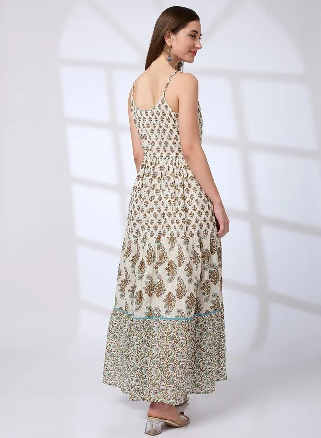 Globus  Floral Print Strappy A-Line Fusion Maxi Dress for Women | Best Price UAE