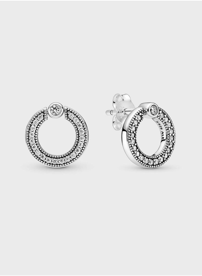 PANDORA PavÃ & Logo Circle Reversible Stud Earrings  - Image 1