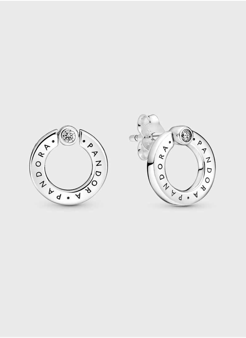 PANDORA PavÃ & Logo Circle Reversible Stud Earrings  - Image 2