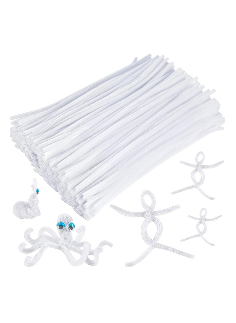 Excefore 200 PCS Pipe Cleaners Chenille Stem, Bump Chenille Stems Pipe Cleaner, White Pipe Cleaners Crafts Supplies for DIY Arts Crafts Decorations (White) - Image 1