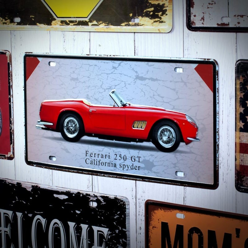 Eazywagon "Ferrari 250 GT California" Vintage Retro Metal Signs - License Wall Plate, Car Tag - Ideal for Cafe, Restaurant, Shop, Home, Hotel, Club, Office, Living Area - Design Plaque - Image 2