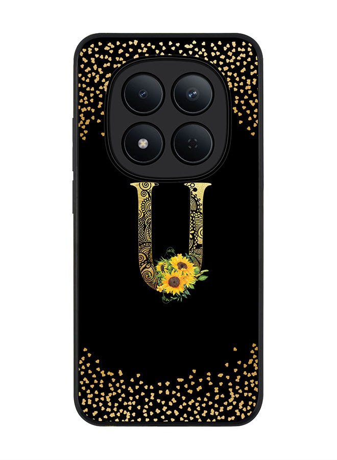 For Xiaomi Redmi Note 15 Pro 5G Case,Slim fit Camera Protection, Shockproof Thin Phone cover  - Custom Floral Monogram - U ( Black )