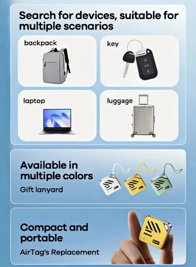 REMAX G2306 Smart Tag Global Positioning Anti-Loss Smart Tracker, Real-Time Global Location Tracking, Long Battery Life, Suitable For Backpacks, Pets, Keys, Travel. (iOS Only), Supports Apple "Find My" App, Available For iPhone/iPad/Mac. White - Image 4