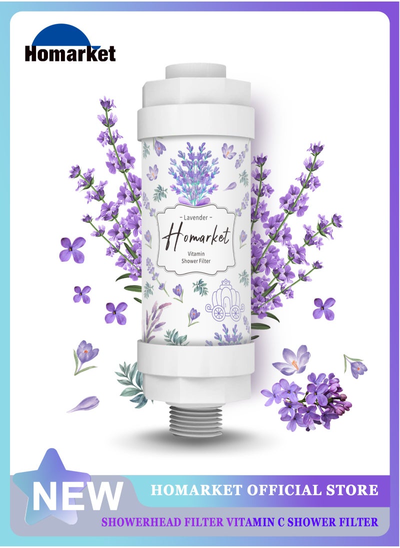 HomarKet Shower Filter - Vitamin C Shower Infuser , Hard Water Softener, Chlorine & Fluoride Shower Filter, Water Purifying Filtered Shower Head with Beads, Helps Dry Skin & Hair Loss (Lavender)  - Image 1