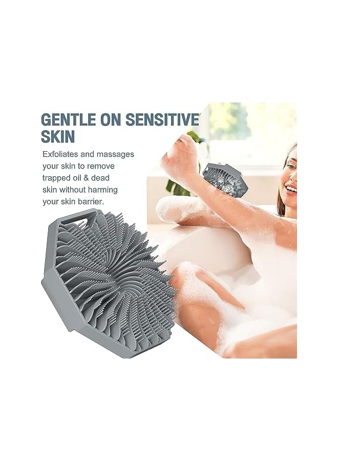 Zaboon Body Scrubber Noslip Handle Shower Scrubber Cleansing Brush Silicone Body Brush With Soft Silicone Bristles For Showering Exfoliating Body Scrubber For Sensitive Skinblack - Image 3