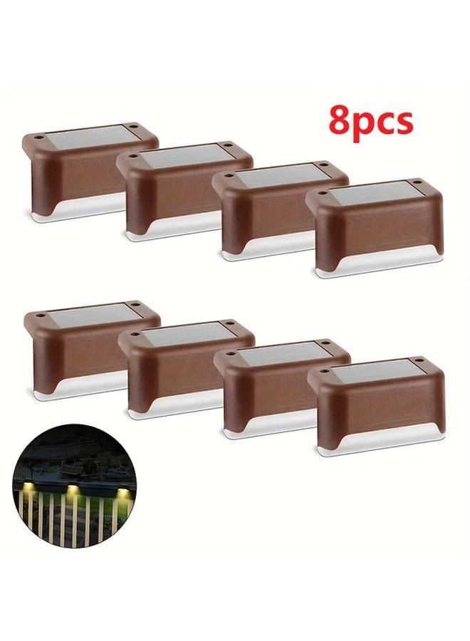 8 Pack Brown Solar Deck Lights For Outdoor Garden Patio Yard - Image 1