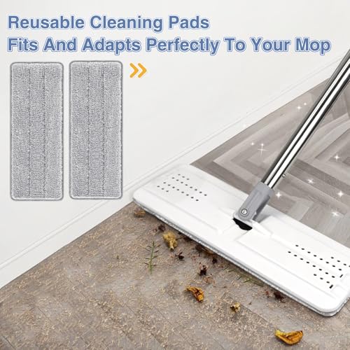 Zeekech Flat Mop Head Replacement Pads Compatible with Joy-MOOP Mop and Bucket Set, Reusable Washable Squeeze Microfiber Mop Refills for Oshang Bosheng Mop - 13" X 4.9", Grey Only - Image 5