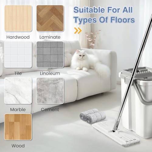 Zeekech Flat Mop Head Replacement Pads Compatible with Joy-MOOP Mop and Bucket Set, Reusable Washable Squeeze Microfiber Mop Refills for Oshang Bosheng Mop - 13" X 4.9", Grey Only - Image 4