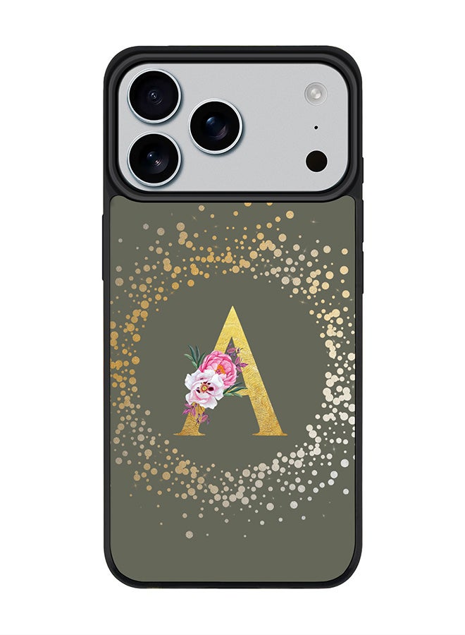 Stylizedd iPhone 17 Pro Max Case, [Compatible with MagSafe] Slim Magnetic cover Phone Case iPhone 17 Pro Max -Custom Monogram Floral - A  (Olive Green ) - Image 1