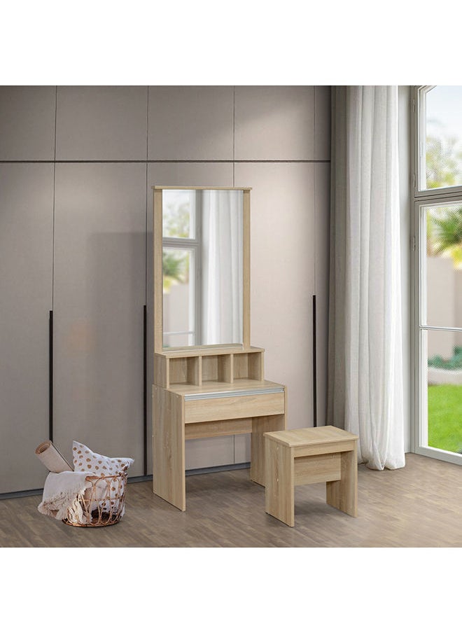 Home Box Oasis Cambridge 1-Drawer Dresser | Dressing Table | Vanity Table | Makeup Table With Mirror And Stool Brown 168x62.7x41.5 cm  - Image 1