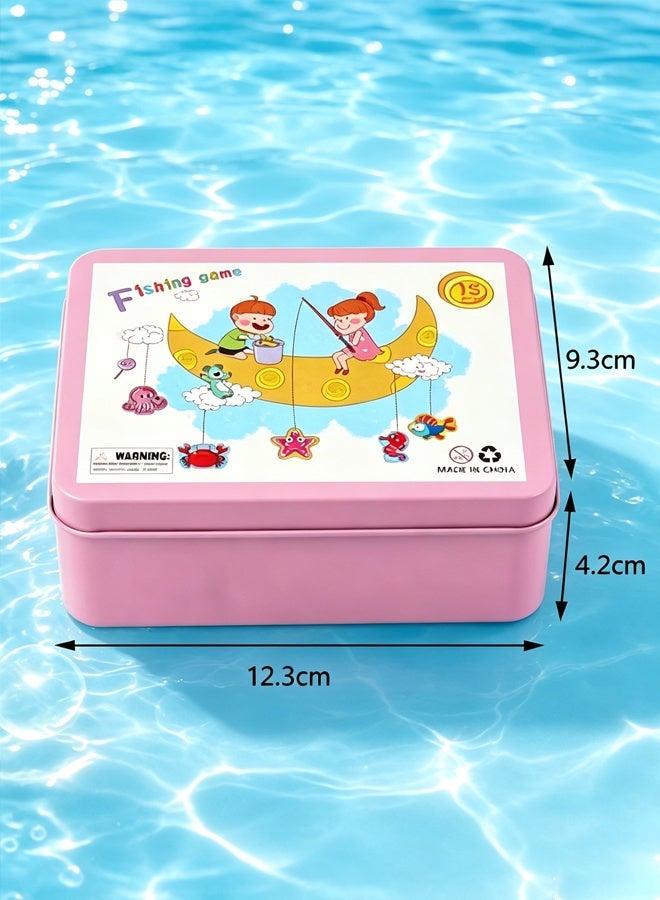 Comysubao Magnetic Fishing Game for Kids, Wooden Magnet Fishing Toy with Cute Pink Fish, Preschool Kindergarten Learning Activity, Fine Motor Skills Development for Toddlers Boys Girls, Birthday Gift - Image 2
