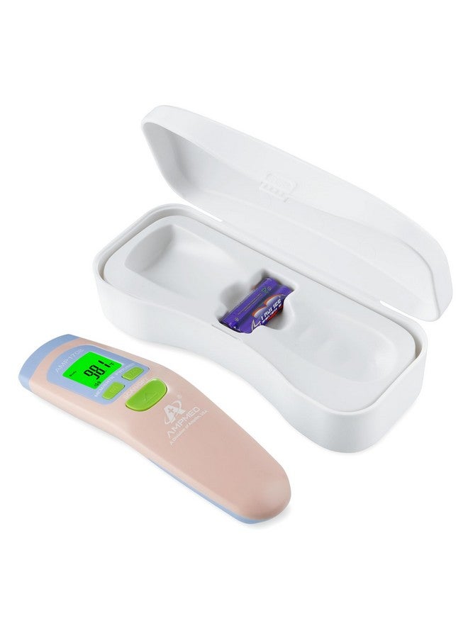 Amplim No Touch Forehead Thermometer Non Contact Baby Thermometer Essentials For Adults Kids Toddlers Infants Accurate Touchless Temporal Thermometer With Storage Case Pink - Image 1