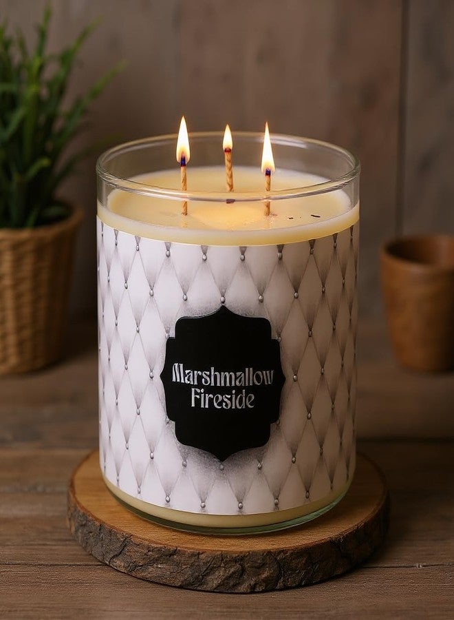 S&M Candle Factory شمعة مارشميلو بجانب المدفأة ~ شمعة كبيرة بثلاث فتائل معطرة للغاية ~ مزيج من شمع الصويا وجوز الهند - Image 3