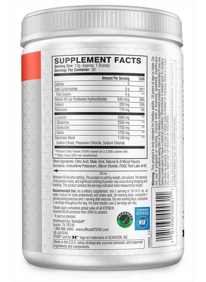 SCIVATION XTEND Original BCAA Powder Strawberry Kiwi Splash Sugar Free Post Workout Muscle Recovery Drink with Amino Acids 7g BCAAs for Men And Women - 30 Servings  - Image 2