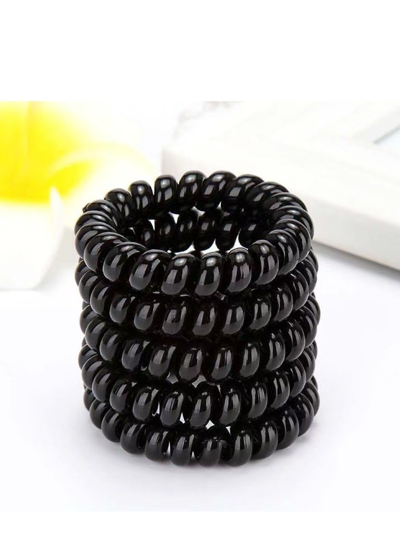 10 Pieces Spiral Headbands, No Crease Coil Headbands for Thick Hair Headbands - Women's Ponytail Elastic Bands (Black)
