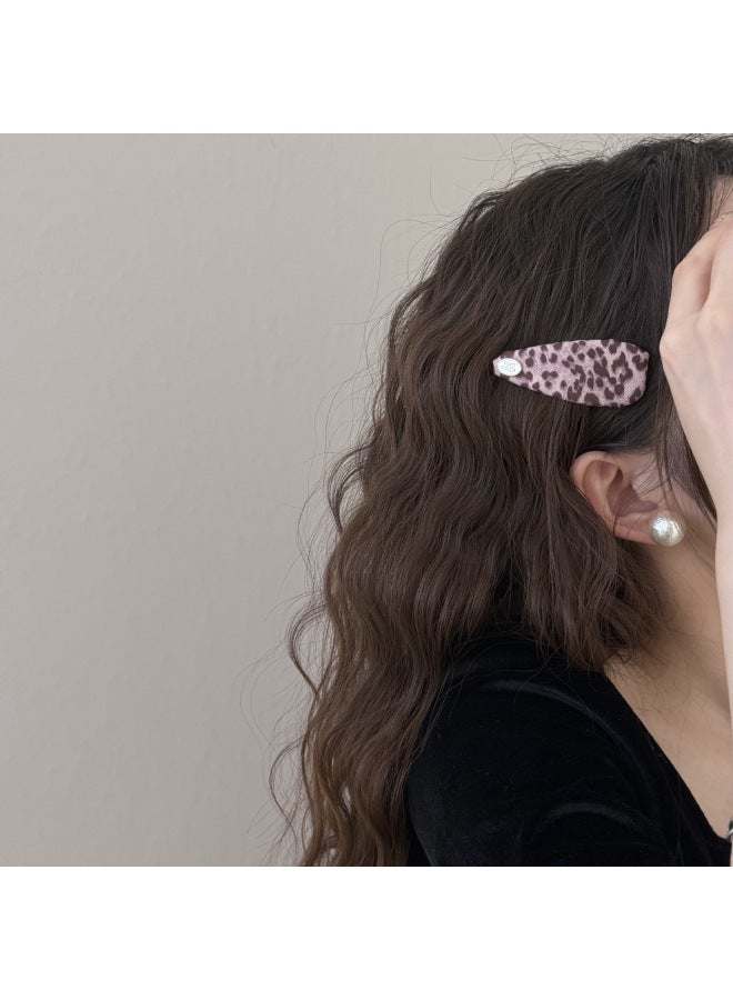 PINK Leopard Print Leather Bow Hair Clip, Exuding A Sense Of Luxury While Going Out, With Bangs And Age Reducing Headbands. New Style Of Hair Accessories And Headwear - Image 3
