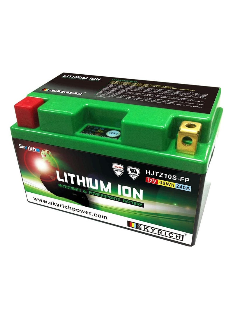 Skyrich HJTZ10S-FP 12V LiFePO4 Lithium Motorcycle Starter Battery 240A CCA Lightweight Maintenance Free Fast Charging Replacement for TTZ10S YTZ10S - Image 2