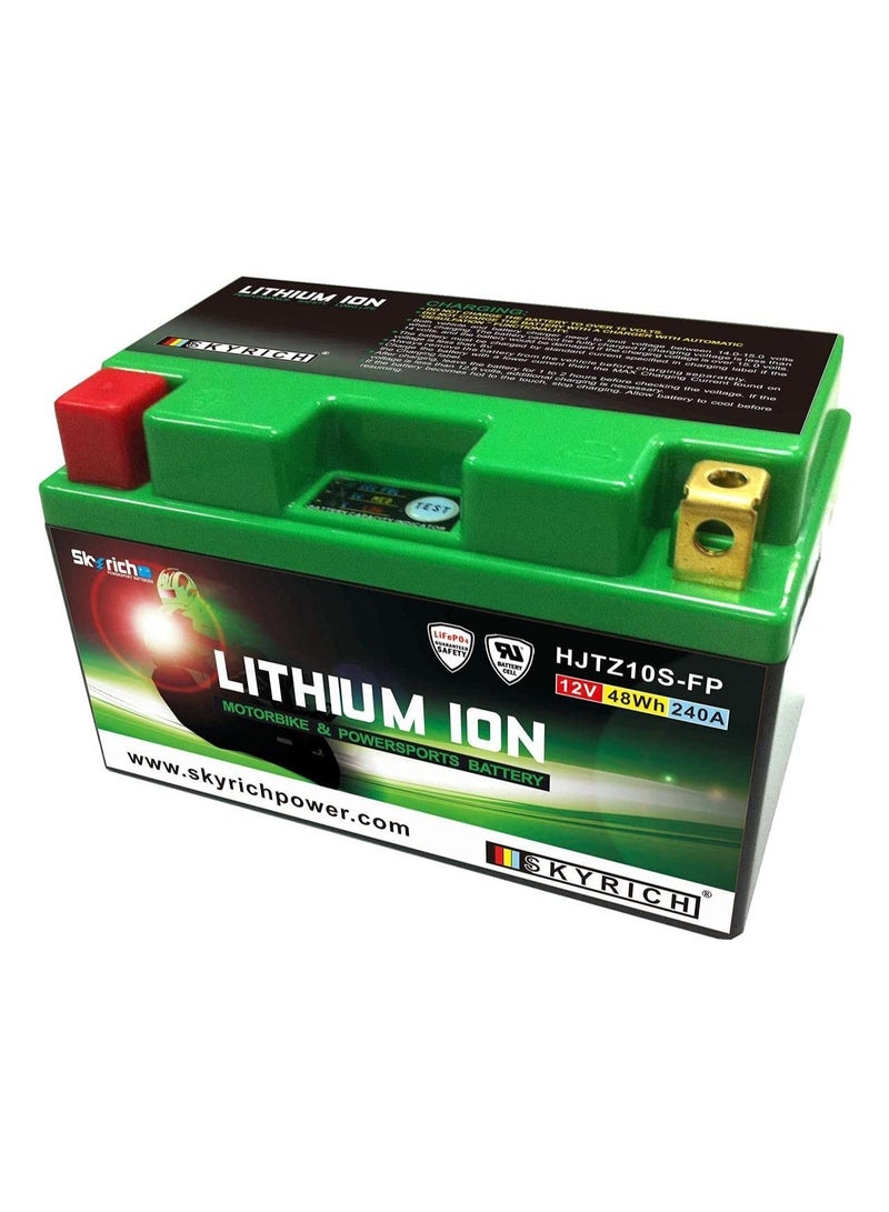 Skyrich HJTZ10S-FP 12V LiFePO4 Lithium Motorcycle Starter Battery 240A CCA Lightweight Maintenance Free Fast Charging Replacement for TTZ10S YTZ10S - Image 1