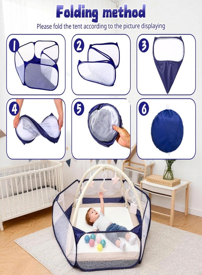 Heopeis Kids Ball Pit, Blue Large Pop Up Toddler Ball Pits 47inches Play Tent for Toddlers Girls Boys for Indoor&Outdoor Play Tent with Carry Tote, Balls Not Included (Deep Blue) - Image 4