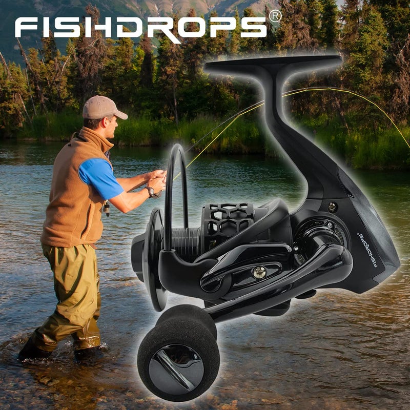 Fishdrops Spinning Fishing Reels 12+1BB Ultra Lightweight Spinning Reel Carved Aluminum Spool Affordable Smooth Reels - Image 5